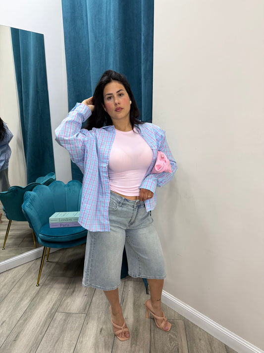 Camicia celeste/rosa