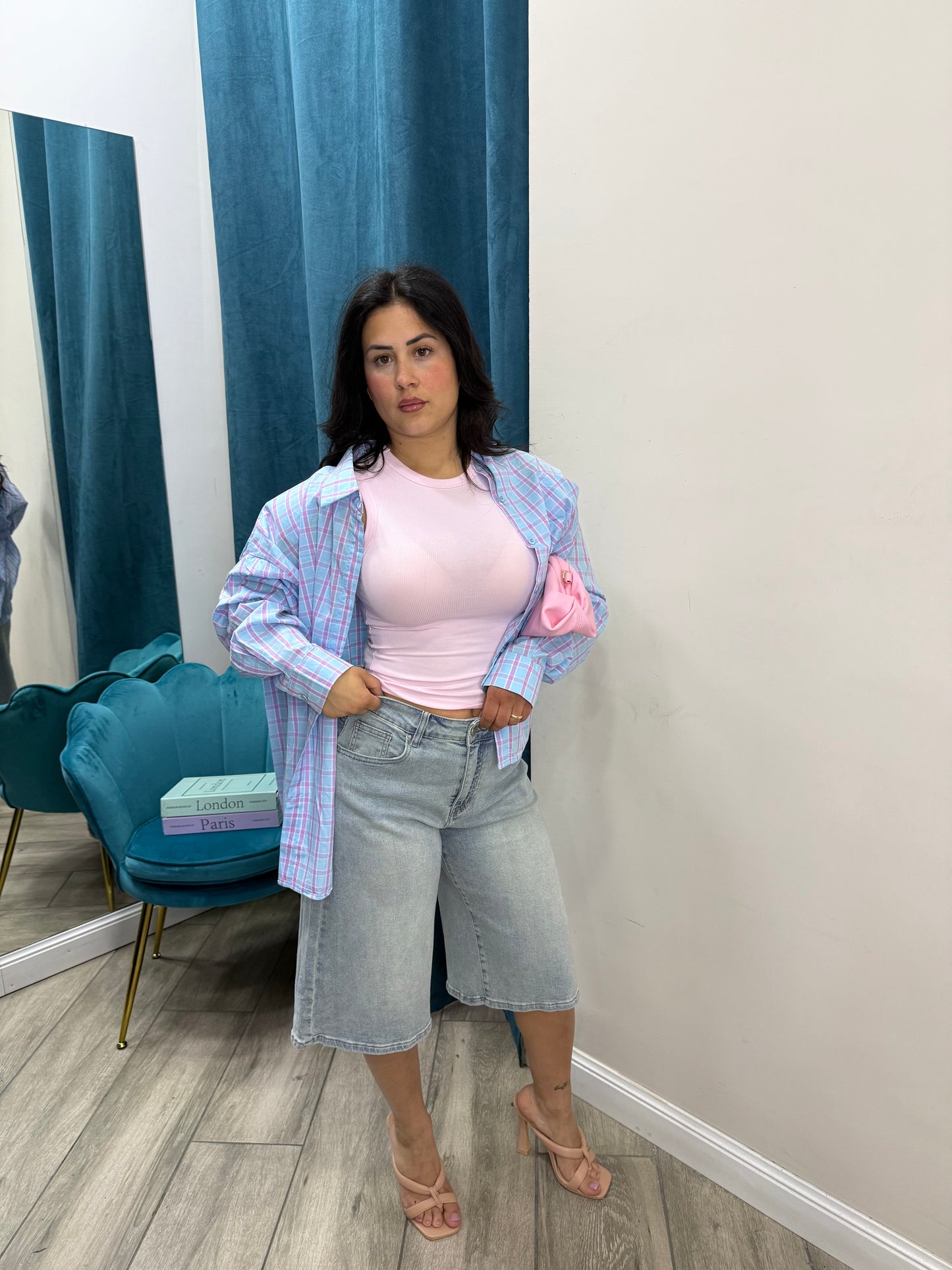 Camicia celeste/rosa