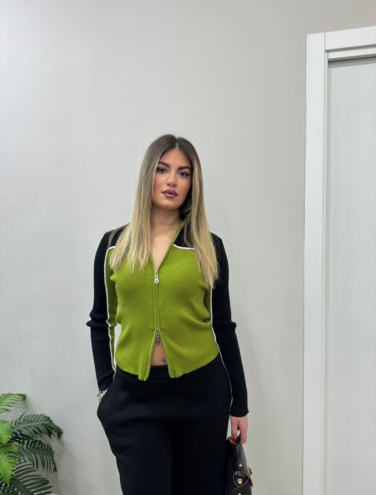 Maglia zip Doppio colore
